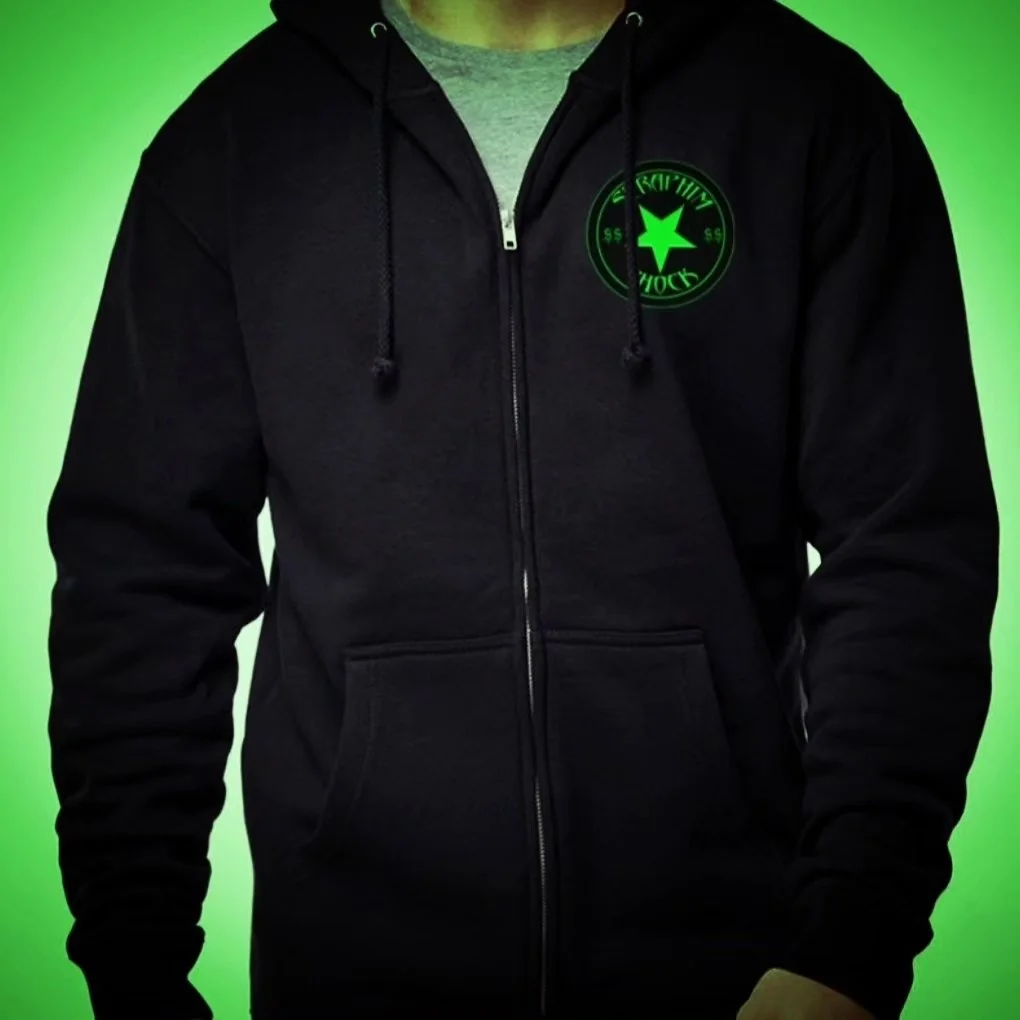Seraphim Shock / Zip Up Hoodie / Green on Black — SERAPHIM SHOCK